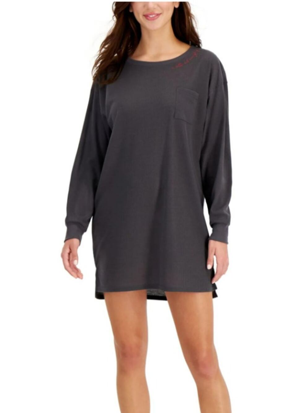 JENNI WOMENS XSMALL JENNI THERMAL SLEEP SHIRT 'LITTLE BIT NAUGHTY' GRAY NEW